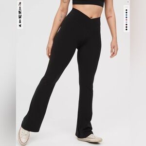 Black OFFLINE by Aerie Real Me Super Flare Hi-Rise Leggings